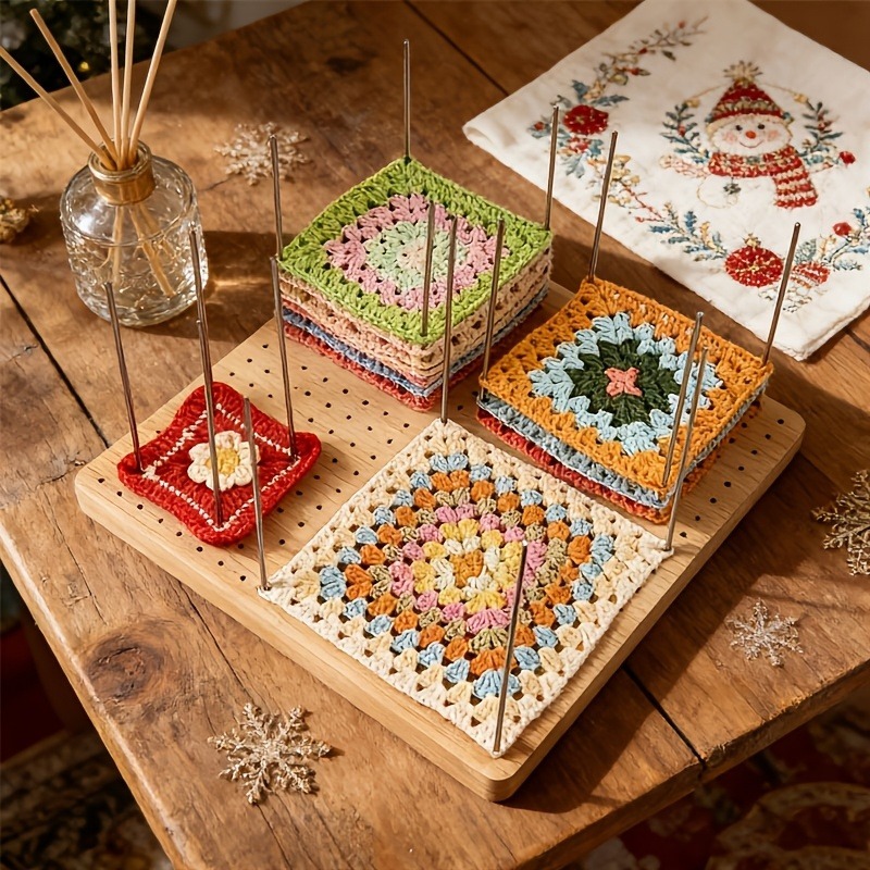 Woodworking Boards - Wooden crochet shaping board, square threading