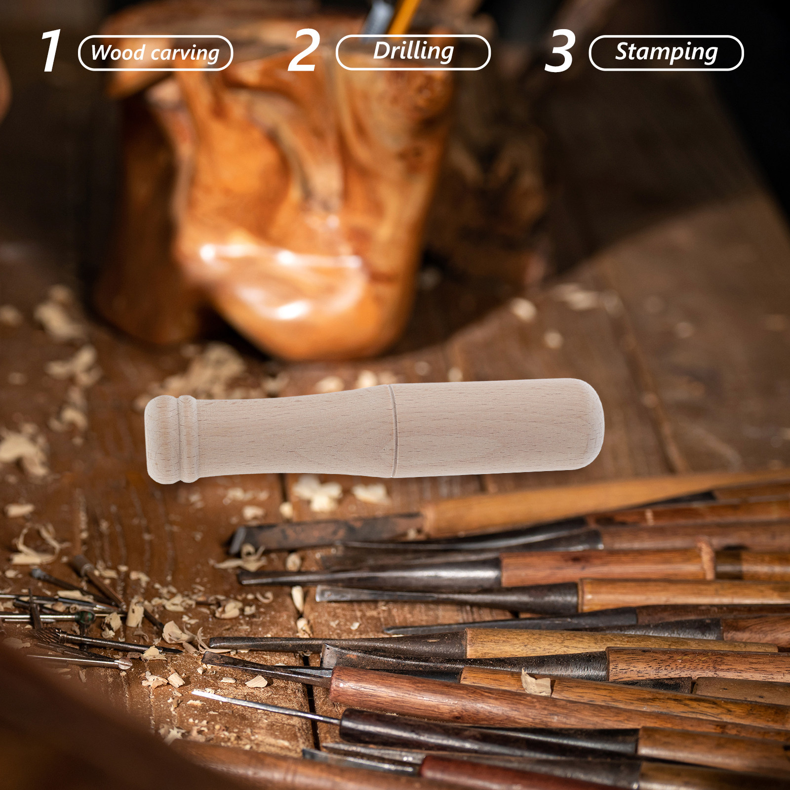 One Piece Solid Beechwood Mall - Wooden Mallet Carving บทวิจารณ์และราคา